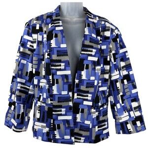 Kasper Flyaway Topper Abstract Geometric Jacket 16 Career Office Dressy Church
